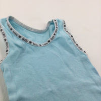 'Baby' Pale Blue & White Vest Top - Boys/Girls 0-3 Months