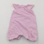 Pink & White Striped Jersey Romper - Girls 0-3 Months