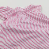 Pink & White Striped Jersey Romper - Girls 0-3 Months