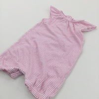 Pink & White Striped Jersey Romper - Girls 0-3 Months