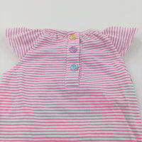 Pink & White Striped Jersey Romper - Girls 0-3 Months