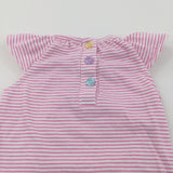 Pink & White Striped Jersey Romper - Girls 0-3 Months