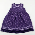 Flowers Purple Cord Party Dress - Girls 18-24 Months