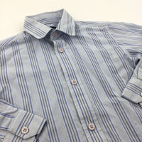 Blue Striped Cotton Shirt - Boys 4-5 Years