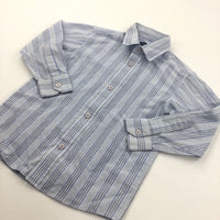 Blue Striped Cotton Shirt - Boys 4-5 Years