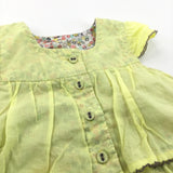 Flowers Yellow Cotton Layered Blouse - Girls 3-6 Months