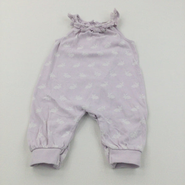 Rabbits Lilacy & White Jersey Dungarees - Girls 0-3 Months