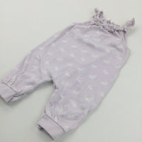 Rabbits Lilacy & White Jersey Dungarees - Girls 0-3 Months