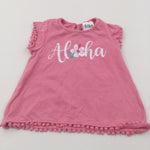 'Aloha' Glittery Flower Pink Jersey Tunic Top - Girls 0-3 Months