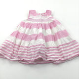 Pink & White Cotton Sun/Party Dress - Girls 3-6 Months