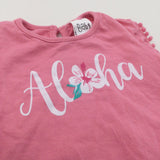 'Aloha' Glittery Flower Pink Jersey Tunic Top - Girls 0-3 Months