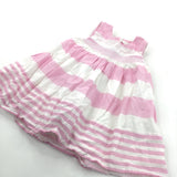 Pink & White Cotton Sun/Party Dress - Girls 3-6 Months