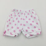 Spotty Pink & White Lightweight Jersey Shorts - Girls 0-3 Months