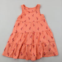 Flamingos Orange Sleeveless Dress - Girls 18-24 Months