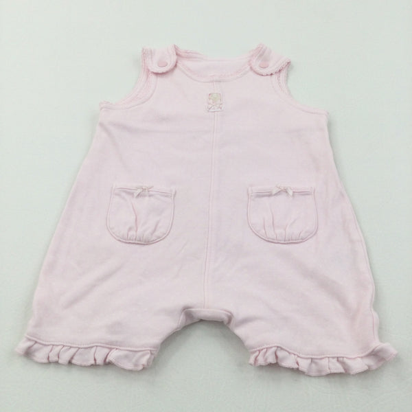 Spotty Pale Pink Jersey Short Dungarees/Romper - Girls 0-3 Months
