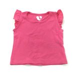 Bright Pink T-Shirt with Lacey Sleeves - Girls 3-6 Months