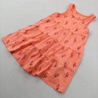 Flamingos Orange Sleeveless Dress - Girls 18-24 Months