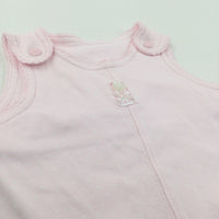 Spotty Pale Pink Jersey Short Dungarees/Romper - Girls 0-3 Months