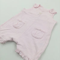 Spotty Pale Pink Jersey Short Dungarees/Romper - Girls 0-3 Months