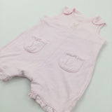 Spotty Pale Pink Jersey Short Dungarees/Romper - Girls 0-3 Months