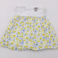 Bees Yellow, Blue & White Cotton Sun Dress - Girls 0-3 Months