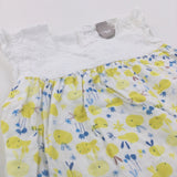 Bees Yellow, Blue & White Cotton Sun Dress - Girls 0-3 Months