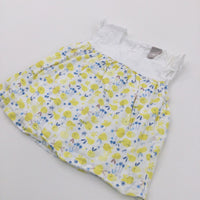 Bees Yellow, Blue & White Cotton Sun Dress - Girls 0-3 Months