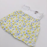 Bees Yellow, Blue & White Cotton Sun Dress - Girls 0-3 Months