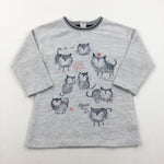 'Cat Chat' Cats Grey Long Sleeve Dress - Girls 18-24 Months
