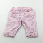Bows Light Pink Lightweight Cotton Trousers - Girls 3-6 Months
