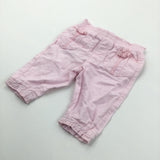 Bows Light Pink Lightweight Cotton Trousers - Girls 3-6 Months