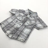 'Special Edition 1967' Grey & White Checked Cotton Shirt - Boys 3-6 Months