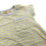 Grey & Yellow Striped Jersey Romper - Boys/Girls 3-6 Months