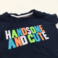 'Handsome & Cute' Navy T-Shirt - Boys 3-6 Months