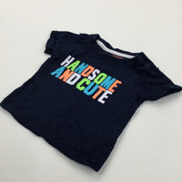 'Handsome & Cute' Navy T-Shirt - Boys 3-6 Months