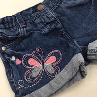 Butterfly Applique Denim Shorts - Girls 3-4 Years