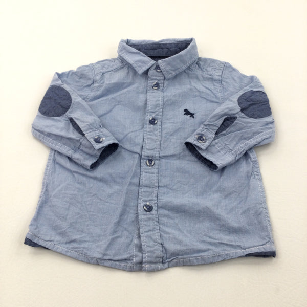 Ram Motif Blue Cotton Shirt - Boys 4-6 Months