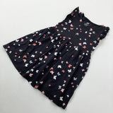 Butterflies Charcoal Cotton Short Sleeve Dress - Girls 2-3 Years