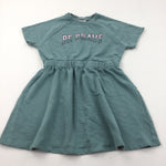 'Be Brave' Green Thick Jersey Dress - Girls 9-10 Years