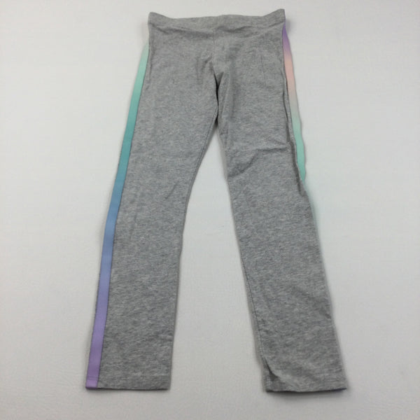 Pastel Striped Grey Leggings - Girls 9-10 Years
