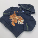 Baby Tigger Appliqued Navy Zip Up Hoodie Sweatshirt - Boys 3-6 Months
