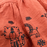 Animals Orange Sleeveless Dress - Girls 2-3 Years