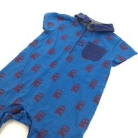 Buses Red & Blue Jersey Romper with Collar - Boys 3-6 Months