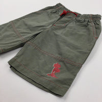Green With Red Stitching Cargo Shorts - Boys 2-3 Years