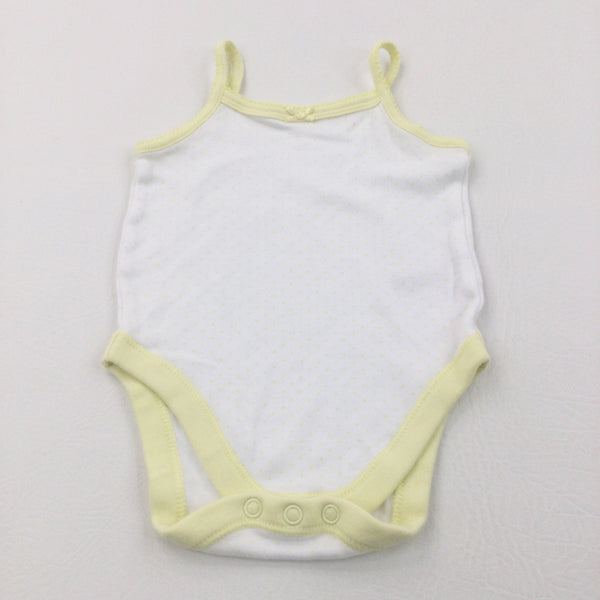 Spotty White & Yellow Sleeveless Bodysuit - Girls 3-6 Months