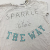 'Sparkle All The Way' White T-Shirt - Girls 4-5 Years