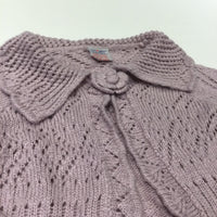 Lilac Knitted Cardigan with Collar - Girls 5-6 Years