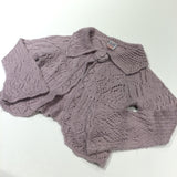 Lilac Knitted Cardigan with Collar - Girls 5-6 Years