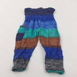 Colourful Striped Lightweight Cotton Trousers - Girls 3-6 Months