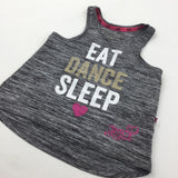 'Eat Dance Sleep' Black Mottled Sports Style Vest Top - Girls 5-6 Years